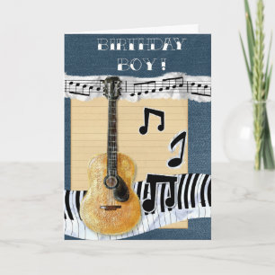 Cartão Guitar Musical Birthday Boy