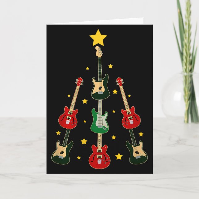 Cartão Guitar Xmas Tree Musical Guitar Lovers Guitarist C (Frente)