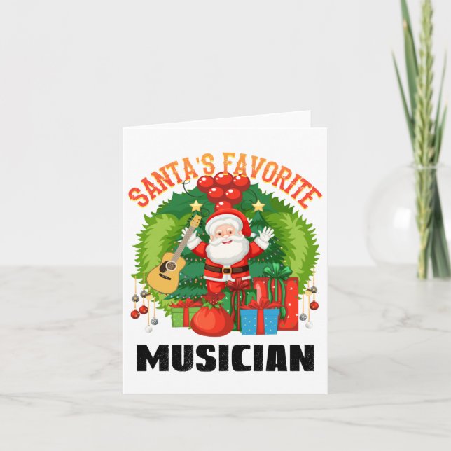 Cartão Guitarista Favorita Santas, Jogador De Violão De N (Frente)