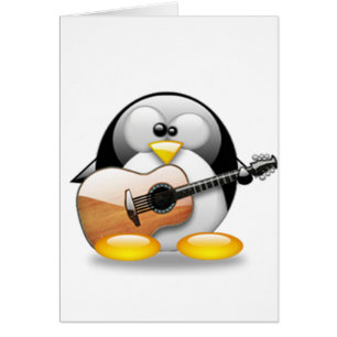 Cartão Guitarra acústica Tux (Linux Tux)