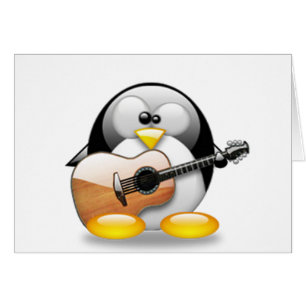 Cartão Guitarra acústica Tux (Linux Tux)