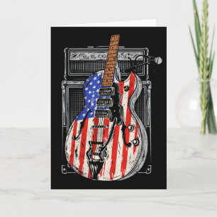 Cartão Guitarra da Bandeira Americana 4 de Julho Guitarri