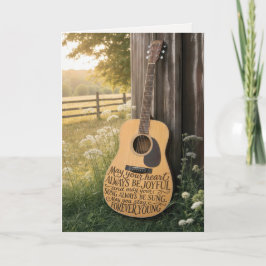 Cartão Guitarra de Aniversário Encostada em um Celeiro co