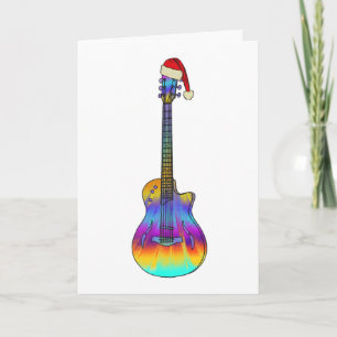 Cartão Guitarra de Natal legal Psicodélico