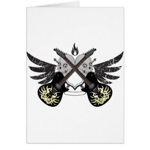 Cartão Guitarra e crânios cruzados