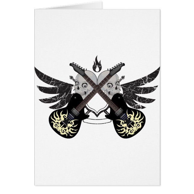 Cartão Guitarra e crânios cruzados (Frente)