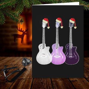 Cartão Guitarra Elétrica de Natal rosa