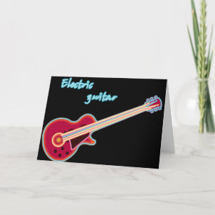 Cartão Guitarra Elétrica Neon Retro Música Rock dos Anos