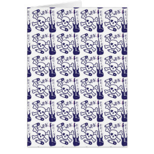 Cartão Guitarra elétricas e crânios do punk rock do