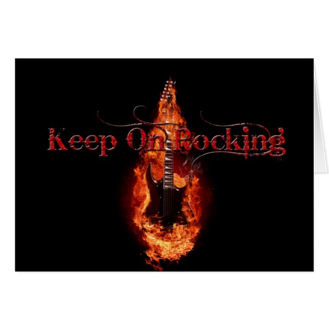 Cartão Guitarra flamejante (Frente Horizontal)