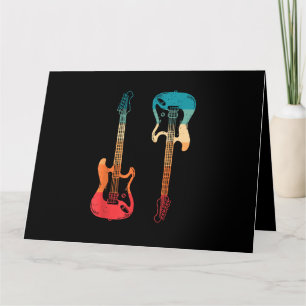 Cartão Guitarra Retro Guitarrista Baixo Guitarra Elétrica