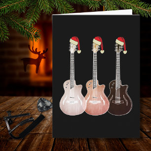 Cartão Guitarras Elétricas de Natal Vintage Festivo Retro