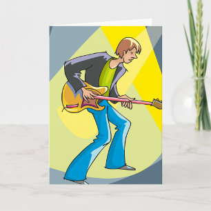 Cartão Guitarrista de Rock Músico Estilo 70