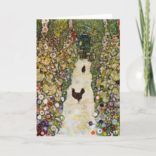 Cartão Gustav Klimt - Caminho do Jardim com Galinhas