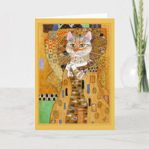 Cartão Gustav Klimt cute cat spoof greeting card