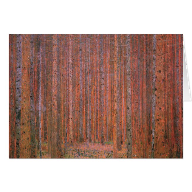 Cartão Gustav Klimt Fir Forest Tannenwald árvores vermelh (Frente Horizontal)