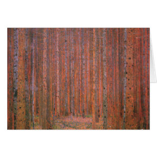 Cartão Gustav Klimt Fir Forest Tannenwald árvores vermelh