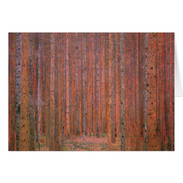 Cartão Gustav Klimt Fir Forest Tannenwald árvores vermelh (Frente Horizontal)