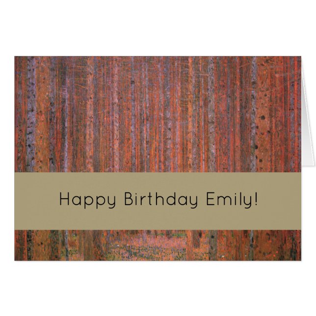 Cartão Gustav Klimt Fir Forest Tannenwald árvores vermelh (Frente Horizontal)