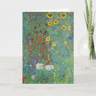 Cartão Gustav Klimt - Jardim Rural com Girassóis