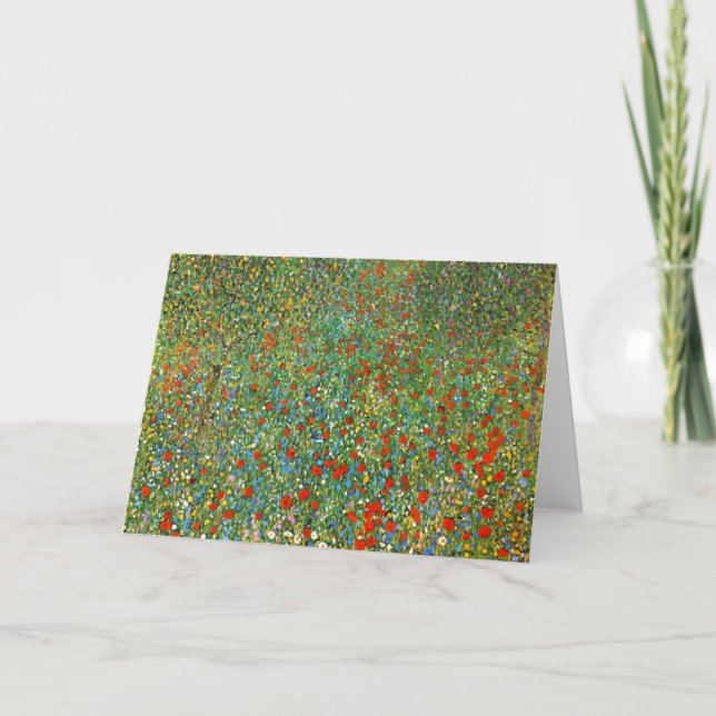 Cartão Gustav Klimt Poppy Field Greeting Card (Frente)