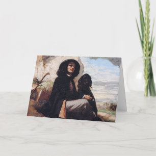 Cartão Gustave Courbet - Autorretrato com um cachorro pre