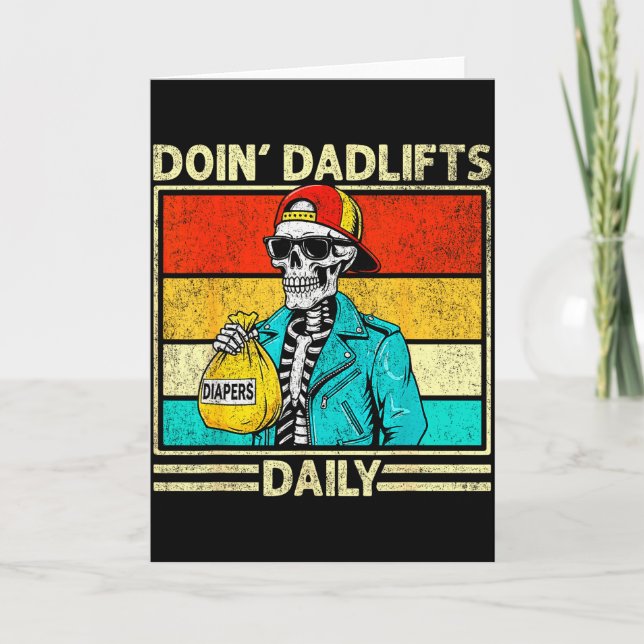 Cartão Gym Dad Doin' Dadlifts Daily Men Fathers Day Funny (Frente)