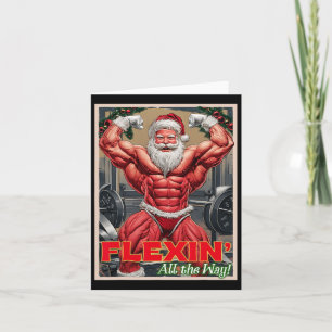 Cartão Gym Muscular Papai Noel Flexin Em Todo O Caminho B