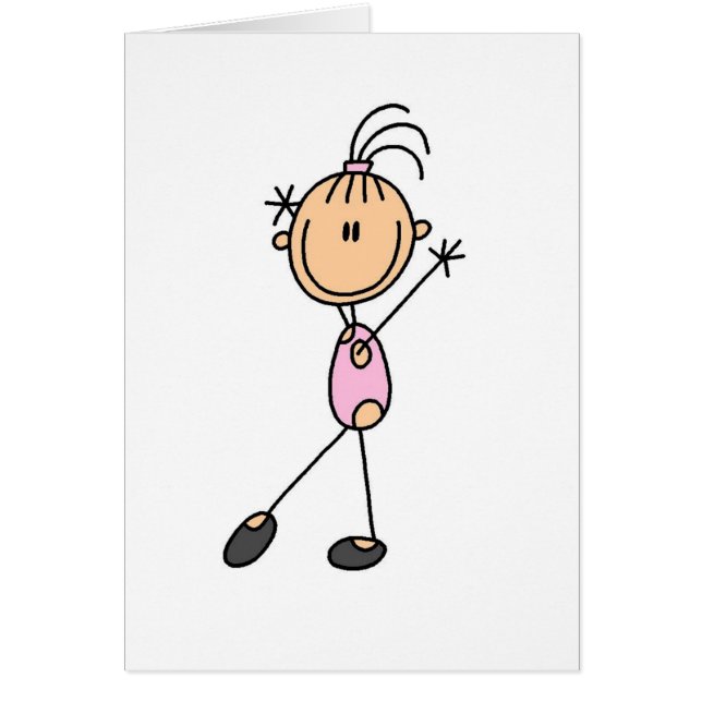 Cartão Gymnast da menina no rosa (Frente)