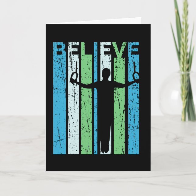 Cartão Gymnastics acredita no estilo retro do ginasta mas (Frente)