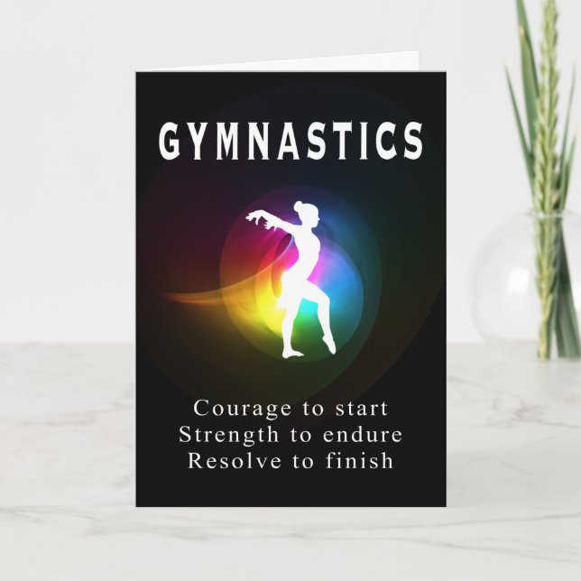 Cartão Gymnastics Inspirational Quote Female Silhouette (Frente)