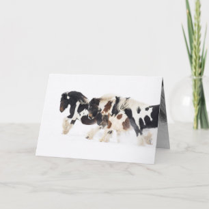 Cartão Gyosy Horses Run in the Snow Horse Greeting Card
