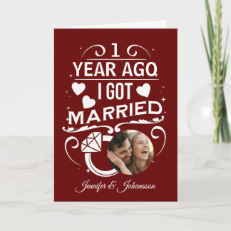 Cartão Há 1 Ano Casei-Me Com Um Aniversário De Casamento