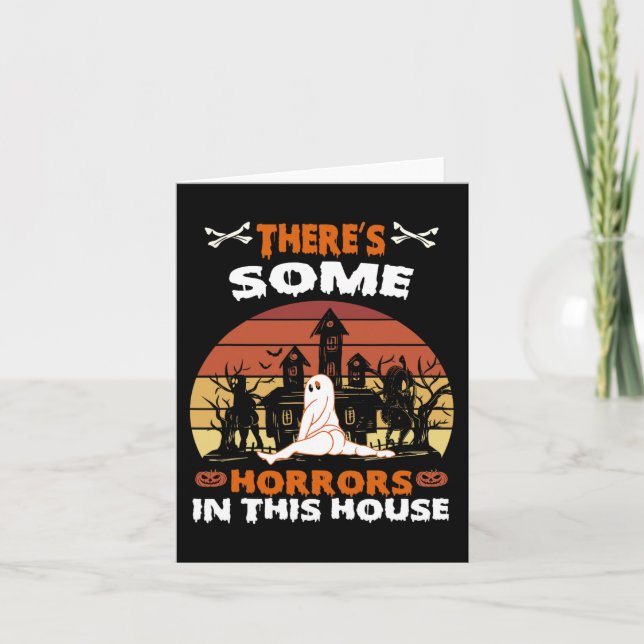 Cartão Há Alguns Horrores Nesta Casa Diversão Retro Hallo (Frente)