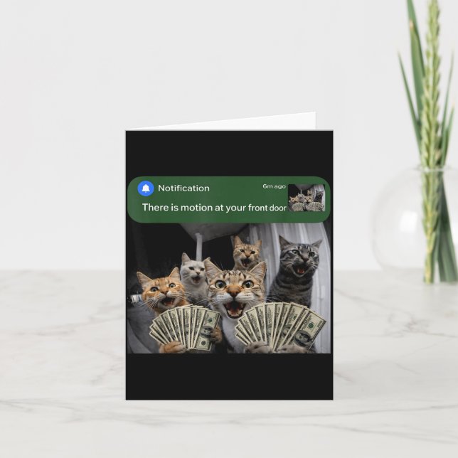 Cartão Há movimento na porta da frente gato engraçado mov (Frente)