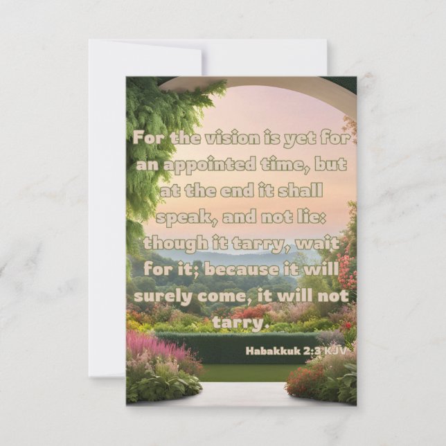 Cartão Habakkuk 2:3 KJV Bíblia Verso Pic Greeting Card (Frente)