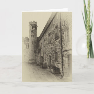 Cartão Haddon Hall tower sepia greetings card