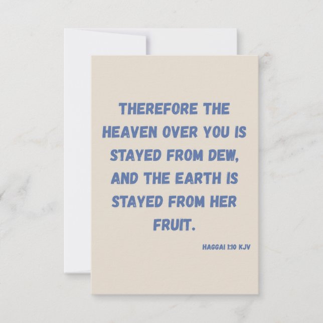 Cartão Haggai 1:10 KJV Bíblia Verse Christian Devotion (Frente)