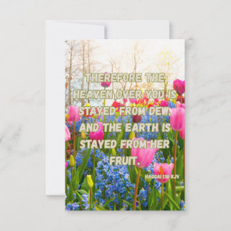 Cartão Haggai 1:10 KJV Bíblia Verso Christian Devotion Pi