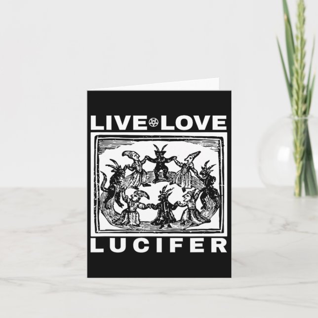 Cartão Hail Satã Live Love Lucifer Com Demônios Dançantes (Frente)