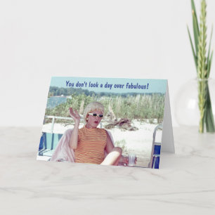 Cartão Hair Rollers de Mulher Humorística Retrocedem Aniv