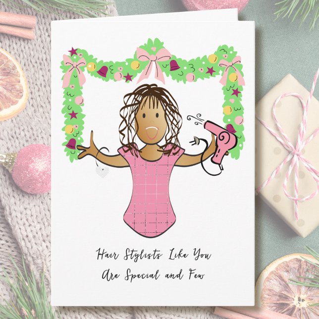 Cartão Hairdresser Cartoon Ethnic Thank You from Customer (Criador carregado)