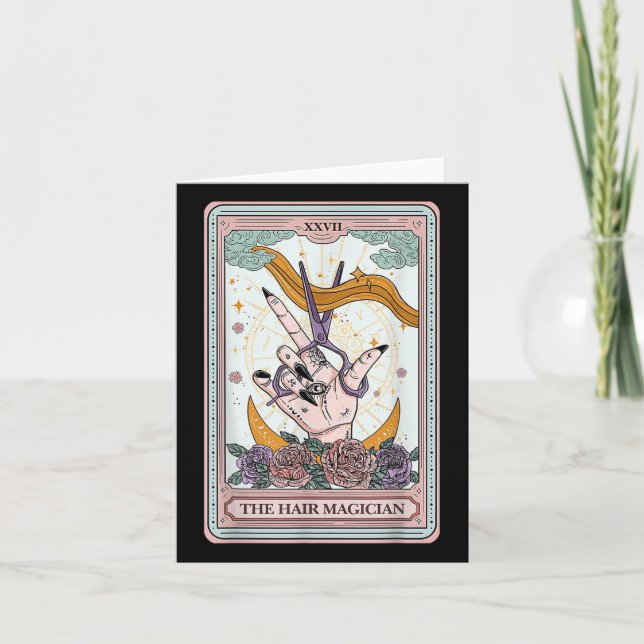 Cartão Hairstylist Tarot Card Gothic Hairdresser Salon Ha (Frente)