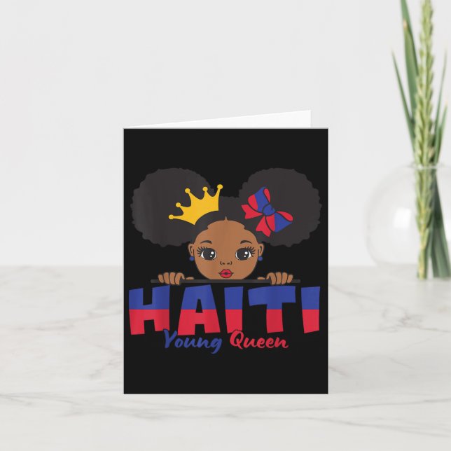 Cartão Haiti Young Queen Haitian Flag Tee Para Crianças M (Frente)