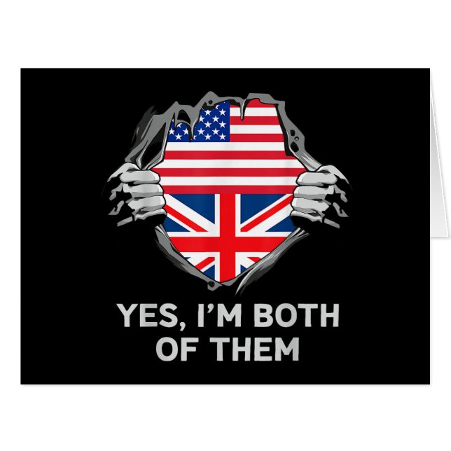 Cartão Half American Half British USA England Flag Mens W (Frente horizontal)