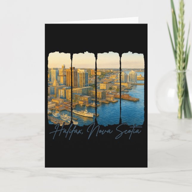 Cartão Halifax Nova Scotia Viagem Passagem Pincelada Hali (Frente)