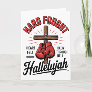 Cartão Hallelujah Lutado Boxe Cristão Cruz Stre