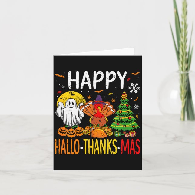 Cartão Hallothanksmas Halloween Thanksgiving Christmas  (Frente)