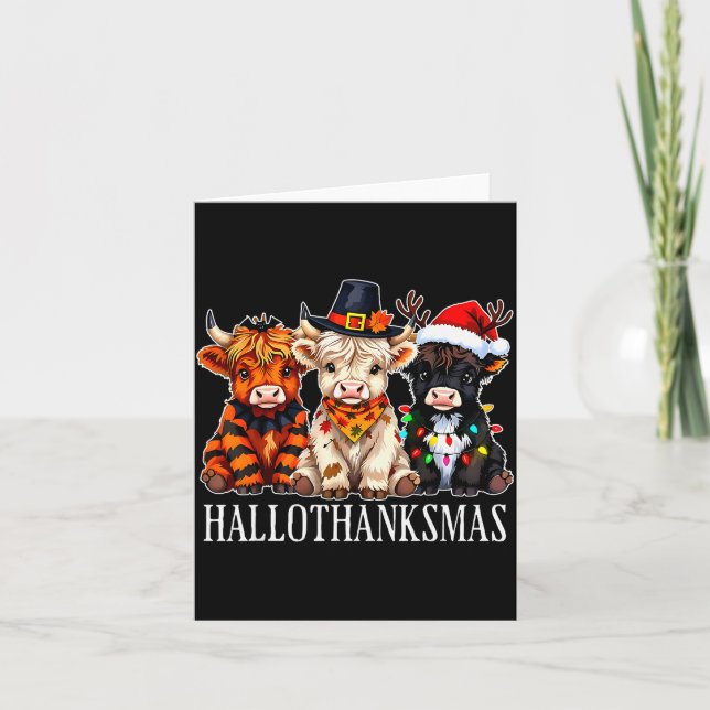 Cartão Hallothanksmas Halloween Thanksgiving Christmas Hi (Frente)