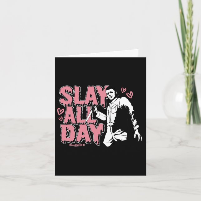 Cartão Halloween 2 Dia de os namorados Michael Myers Slay (Frente)